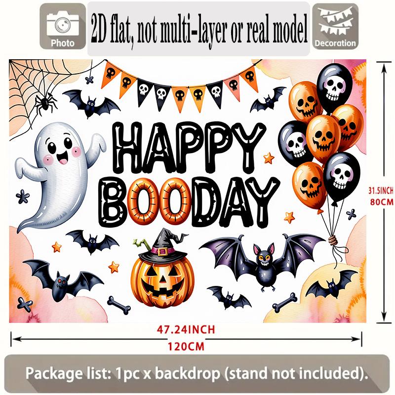 Party Backdrop Halloween Flat Banners Ghost Bats Pumpkins Skulls Celebrations Wedding Event Backdrop Decoration Front Door Decor