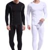 Keep Warm Men Stripe Pattern Long Sleeve Thermal Underwear Slim Fit Top Pants Set