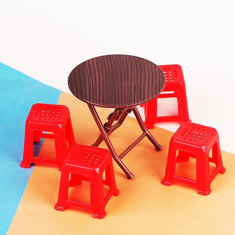1Set 1:12 Dollhouse Miniature Folding Table Stool Dining Table Furniture Home Model Decor Toy Doll House Accessories