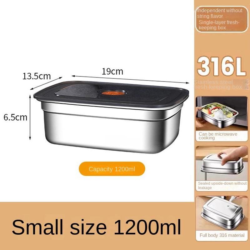 Stainless Steel Crisper, Lunch Box, Sealed Leak-proof Bento Box, Refrigerator Freezer Storage Box, Camping Lunch Box