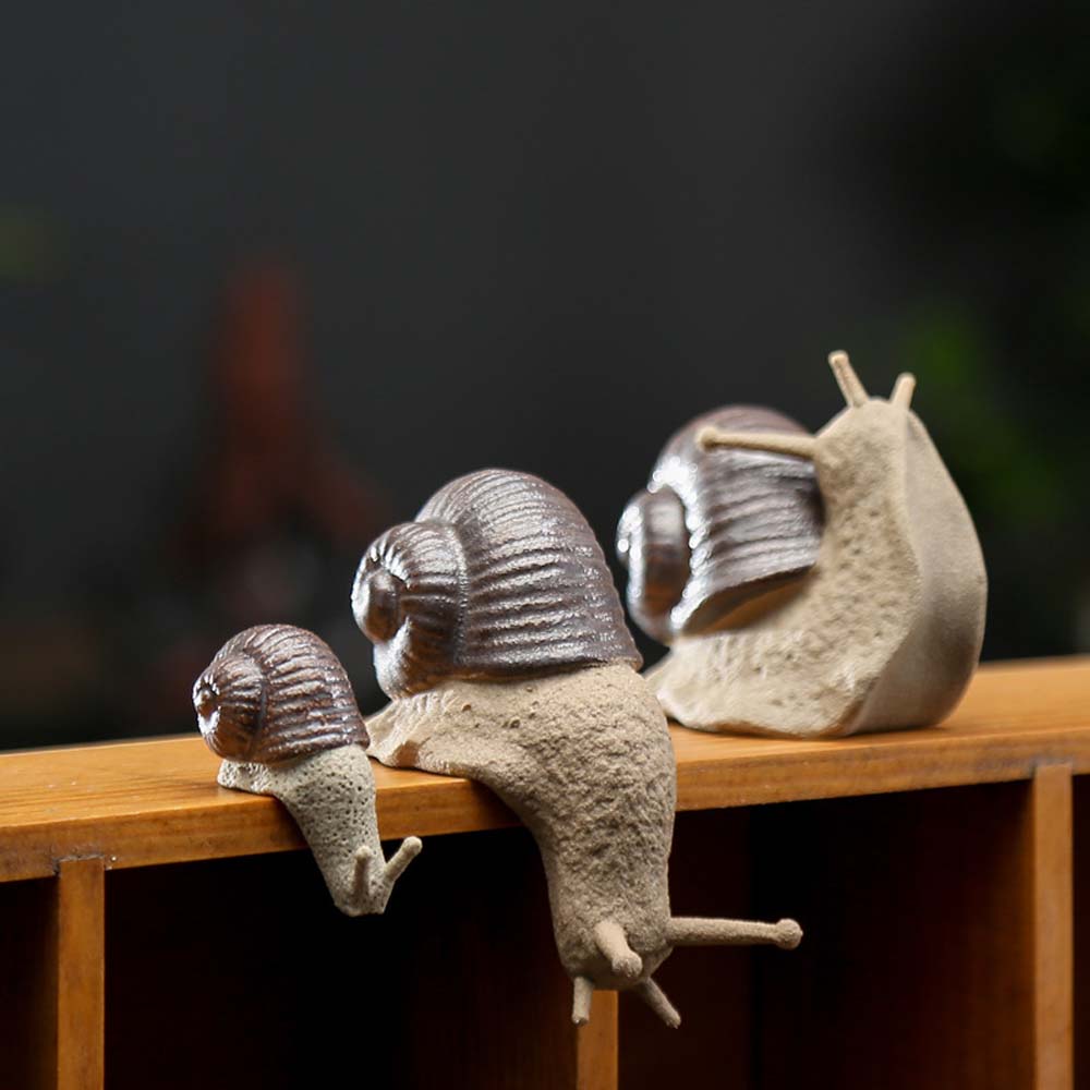 Home Decoration Living Room Craft Figurine Bonsai Ornaments Ceramic Small Snail Miniatures