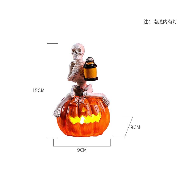 Cross-border creative Halloween pumpkin skull character ornament LED luminous pumpkin lamp ornament ghost festival decoration props
