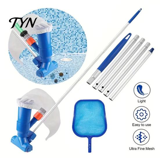Hot Tub Vacuum Pool Cleaner Head with Detachable Pole And Leaf Bag, Pond Silt Remover Skimmer Net, for Swimming Pools, Ponds, Fountains,
