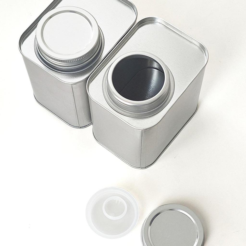 Moisture-Proof Tin Storage Jar with Threaded Lid for Coffee, Tea, Herbs, and Pet Food