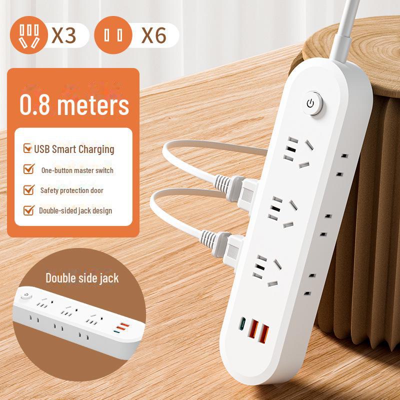 Умный сетевой фильтр с несколькими розетками, USB, двухсторонней вилкой и встроенной медной полосой