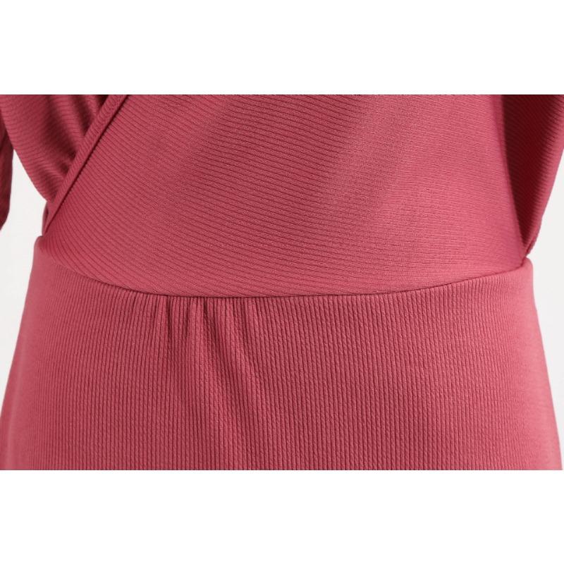 Осенне-зимнее женское трикотажное платье сексуальное с запахом на бедрах теплое платье-свитер