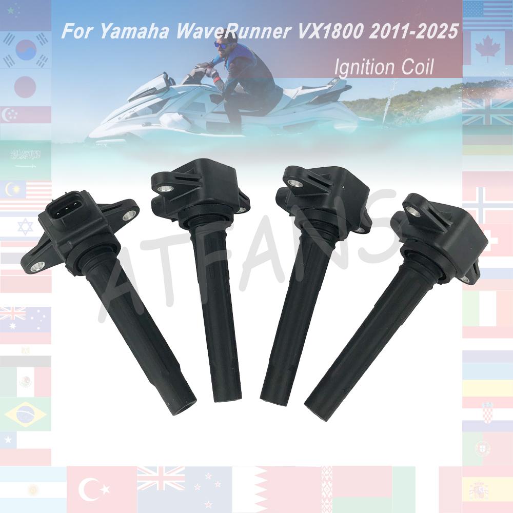 For Yamaha WaveRunner VX1800 VXS VXR VX Cruiser/Limited HO 2011-2025 2012 2013 2014 2015 4Pcs Ignition Coil Assembly H6T11272