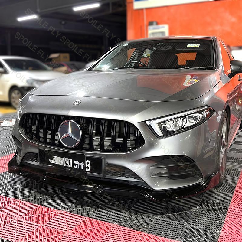 For Benz A CLASS W177 2019-2025 A180 A200 A35 AMG BBS Style High Quality ABS Car Front Lip Bumper Spoiler Body Kit Glossy Black