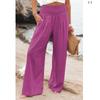2023 Casual Beach Wide Leg Pants Women Fashion Solid Elastic Cotton Linen Long Pants Chic Loose High Waist Ladies Trousers 22683