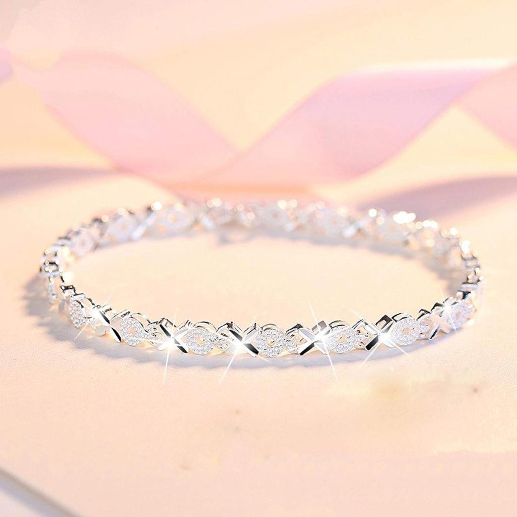 X Series Classic Design 925 Sterling Silver Zircon Bracelet for Women, Elegant Fashion Jewelry Gift