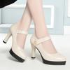 Весенняя мода 2025 Туфли женские на высоком каблуке Толстый каблук Удобная толстая подошва Острый носок Водонепроницаемые Нескользящие Одинарные туфли