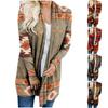 Women's Fashion Casual Nationality Print Medium Length Cardigan Jacket Coat