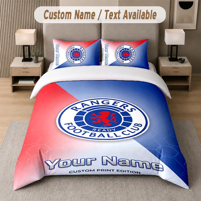 Rangers FC Design Bedding Set Custom Text 1 Duvet Cover & 2 Pillow Cases