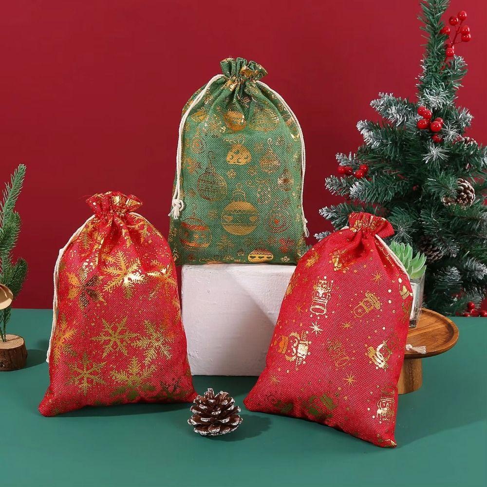 5pcs/lot Multi-color Christmas Drawstring Storage Bag Candy Jewelry Toy Presents