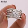 Классическое кольцо Lindon для женщин с цирконом круглой формы, подарок на свадьбу, размер 6-10