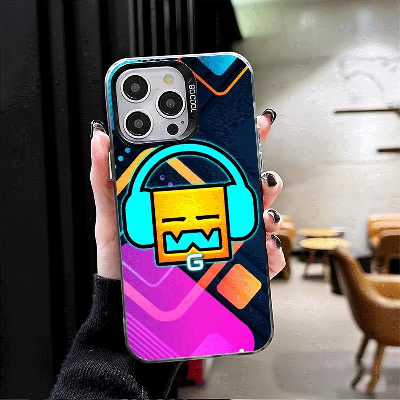 Мягкий чехол для телефона Geometry Dash для iPhone 15 16 17 Pro Max 17Air 16E 14 Plus 13 12 Mini Ударопрочный чехол Задняя крышка