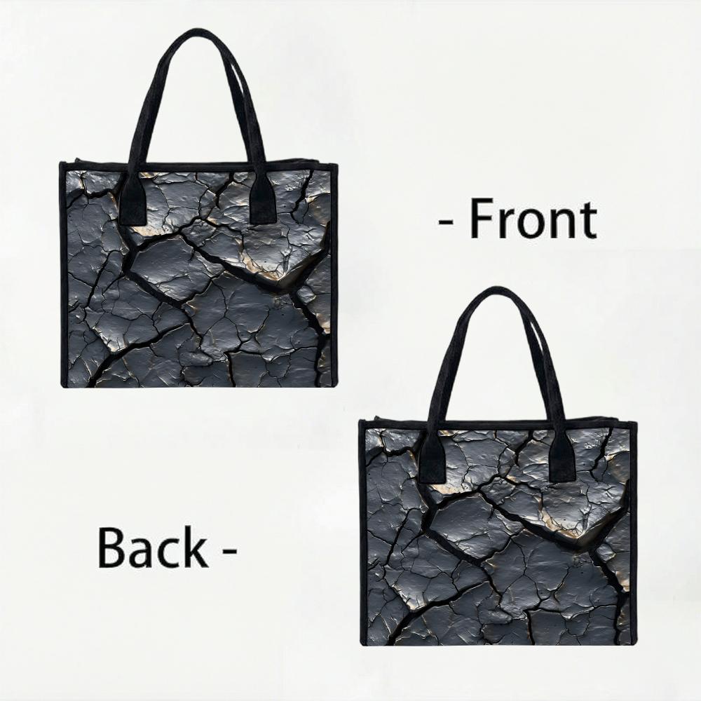 Cracked Textured Tote Bag Casual Daily Shoulder Bag Large Capacity Fashion Women Tote Bags