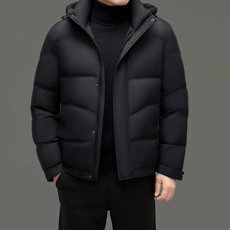 Mens Winter Hooded Down Jacket Thick Warm Short Parka With High Fill Power Duck Cold Weather