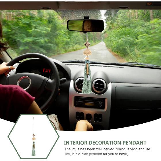 ARTIBETTER Lotus Flower Pendant Ornament Car Hanging Decoration with Chinese Character Fu, Premium Material, Portable, Unique Gift