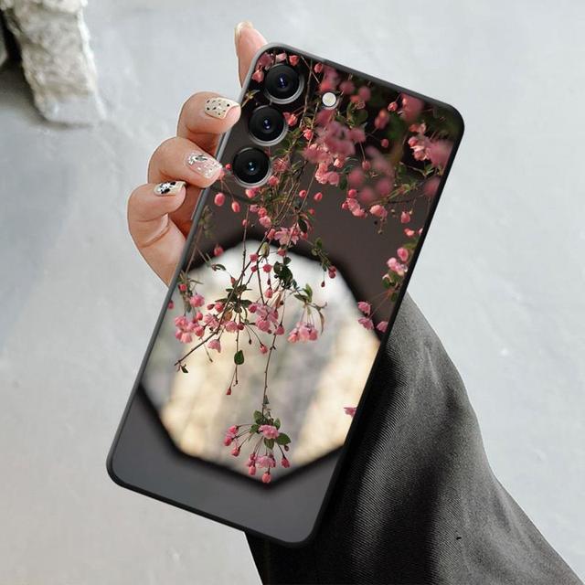 Чехол для телефона Samsung Galaxy S23 S22 S21 S20 Fe Ultra S10 S9 S8 Plus Note 20ultra 10plus, чехол с розой, тюльпаном, зелеными побегами цветов