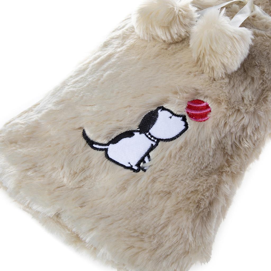 Biggdesign Dogs Beige Hot Water Bottle with Soft Plush Cover, 2 l.