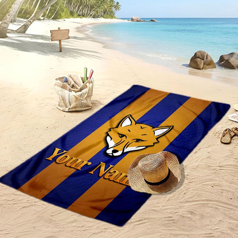 Leicester City Personalized Printed Beach Towel Soccer Logo Support Custom Name Text Absorbent Towel For Sport Travel Special Gift