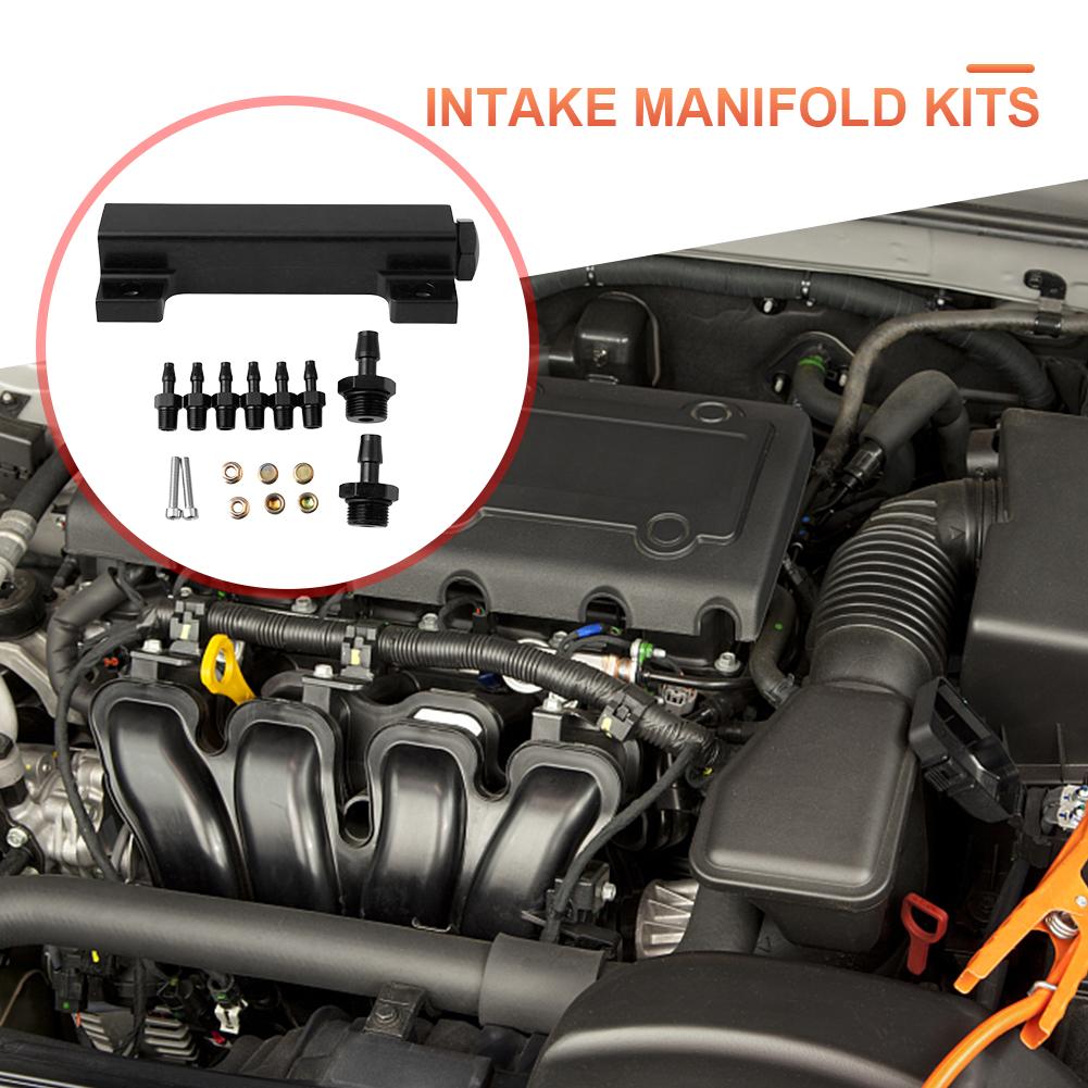 6 Port Vacuum Block Intake Manifold Kit Aluminum Alloy Boost Manifold Universal Vacuum Block 1/8NPT for Car Truck Turbo