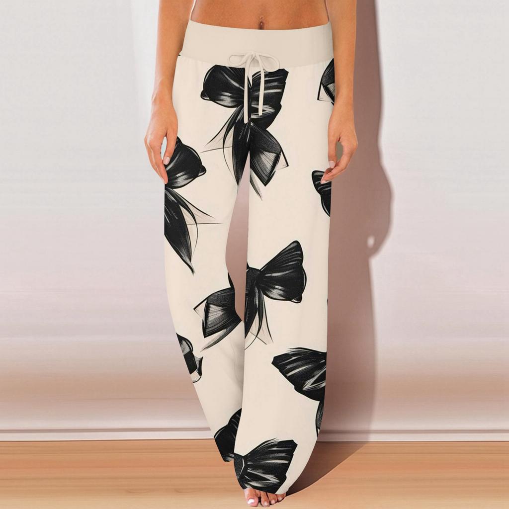 Женские пижамные штаны, одежда для сна, повседневные брюки с эластичной резинкой на талии, удобные прямые свободные брюки для йоги