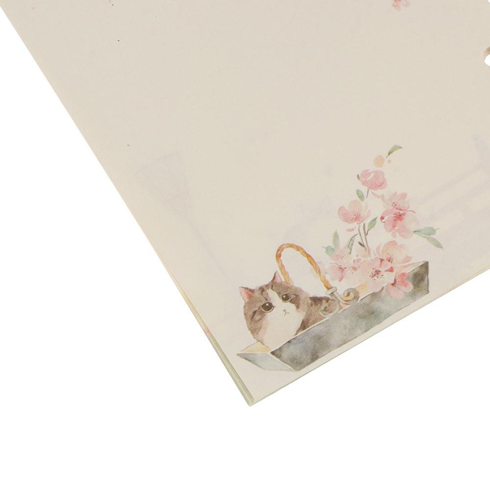 Страницы в клетку Страницы для блокнота-рефилла A6 80 листов Страницы для блокнота на кольцах Внутренние страницы Сакура и кошка