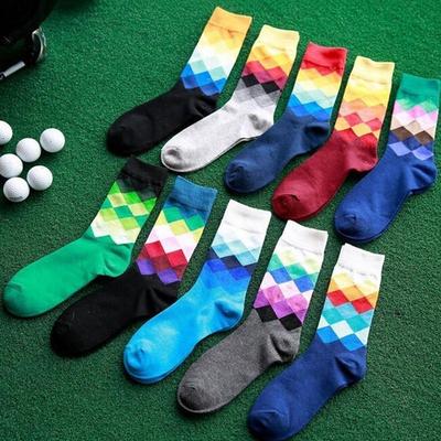 Модные мужские хлопковые носки Happy Socks теплые красочные повседневные носки с бриллиантами