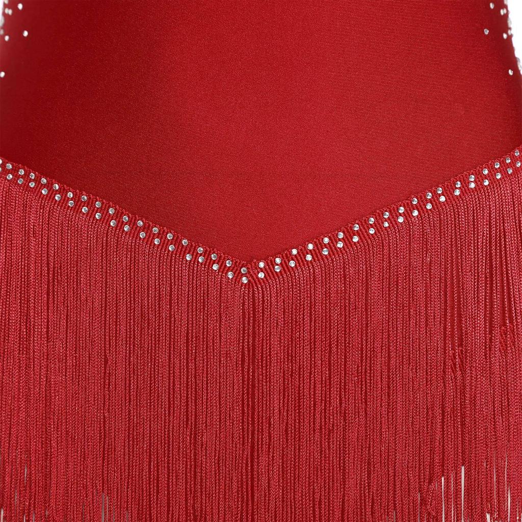 Женский купальник для латинских танцев со стразами, бахрома, сальса, ча-ча, румба, костюм для бальных танцев, коктейльное платье