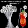 12Pcs Plastic Mixing Stick Transparent Useful 19.5cm Disco Ball Beverage Stirrer Swizzle