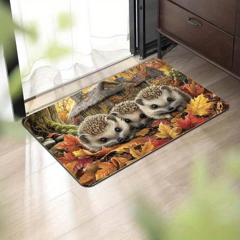 Three Hedgehogs Cute Sponge Floor Mat Non-slip Soft and Comfortable,for Kitchen, Bathroom ,Living Room , Bedroom,Indoor Doorstep