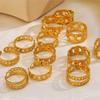 1Pcs Stainless Steel Geometric Chain Hollow Ring For Women Trendy Simple Personality Open Ring Waterproof Jewelry Accessories