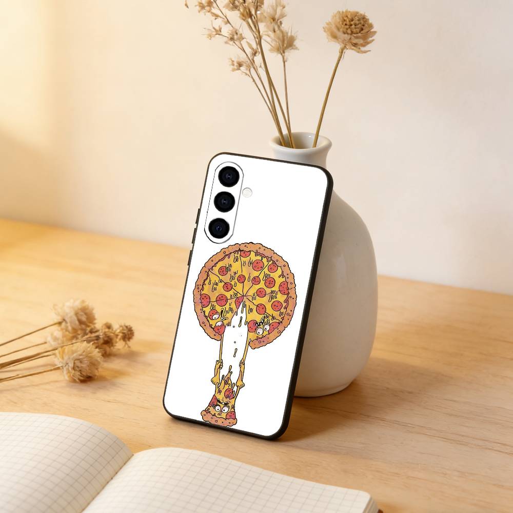 pizza Phone Case For Samsung Galaxy A73,A72,A71,A70,A53,A52,A51,Soft Silicone Black Cover