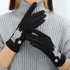 DeRong Gloves for Women In Winter with Extra Fleece for Warmth and Cold Protection, Cat Embroidery, Touch Screen, One Size Fits All