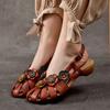 Retro Women Rome Sandals Flower Buckle Design Soft Leather Platform Sandal Casual Fashion Mom Shoes Sandalias Mujer 2025