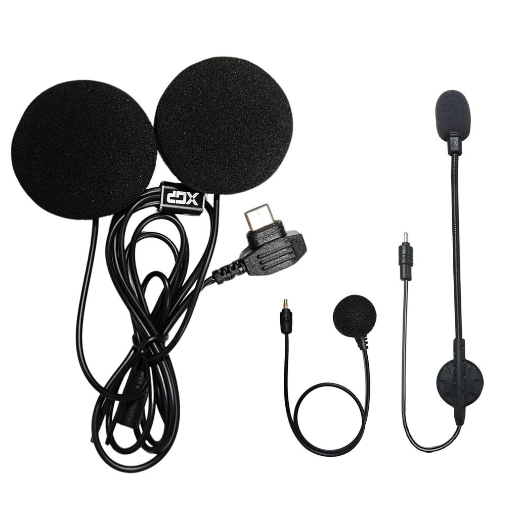 XGPMOTO Motorcycle Call System with Accessory Headset Intercom, 2-Seater Speaker/Microphone Set,
