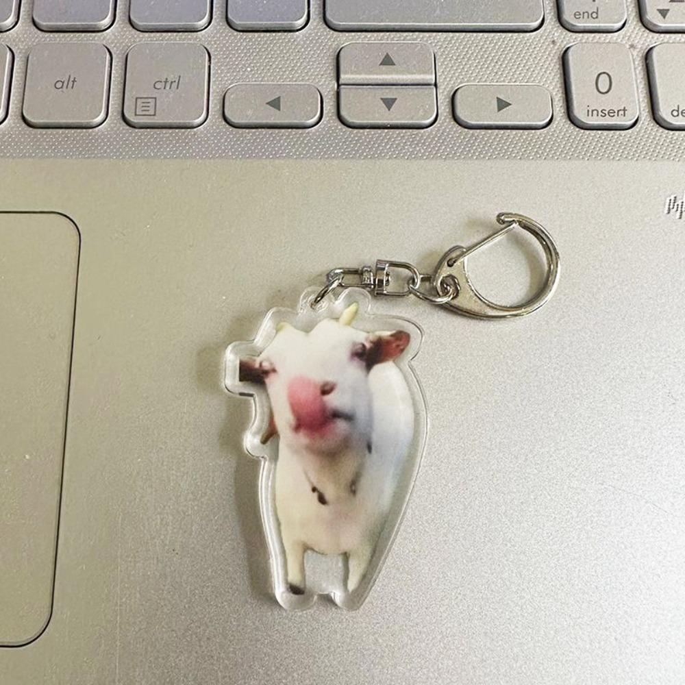 Huh Cat Rambling Goat Keychain Cat Pendant Confused Cat Memes Key Chain Backpack Pendant