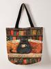1 шт., Сумка-тоут с рисунком кота и кофе, Многоразовая сумка, Многофункциональная сумка, Хлопковая сумка для покупок с принтом