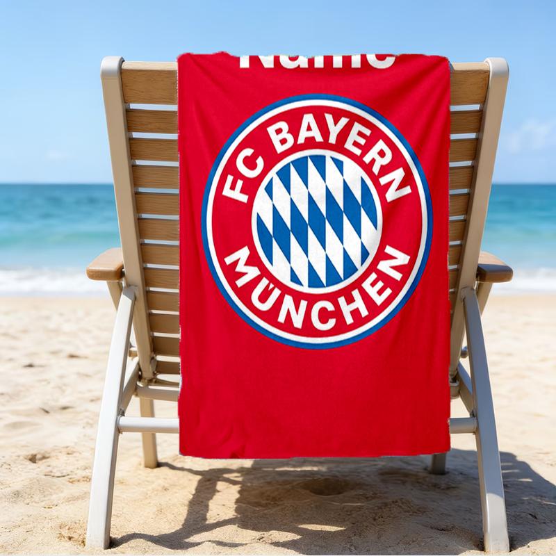 Custom Name Ultrasoft Beach Towel With Bayern Munich Themeideal For Pool Camping Diving Perfect Travel Essential Vibrant Beach Towel