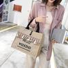 Yogodlns Women's Linen Handbag Large Capacity Tassel Ladies Travel Beach Shopping Casual Shoulder Bag