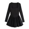 Kaslead New Arrival Women's Clothing Fashion Style Fashion Square Collar Long Sleeve Minimalist Short Dress 1131996