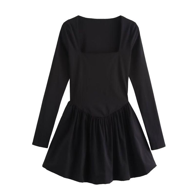 Kaslead New Arrival Women's Clothing Fashion Style Fashion Square Collar Long Sleeve Minimalist Short Dress 1131996