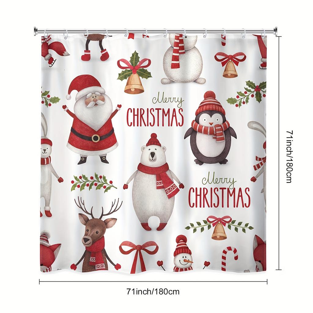 Розовая Рождественская Занавеска для Душа Снеговик Новогодняя Елка Новогодний Подарок Полиэстеровая Ткань Домашние Занавески для Ванной Декор для Ванной Комнаты С Крючками