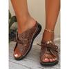 Ladies' Flat Bottomed Casual Slippers, Women's Summer Thick Soled Hollow Bow Sandals, Breathable and Comfortable