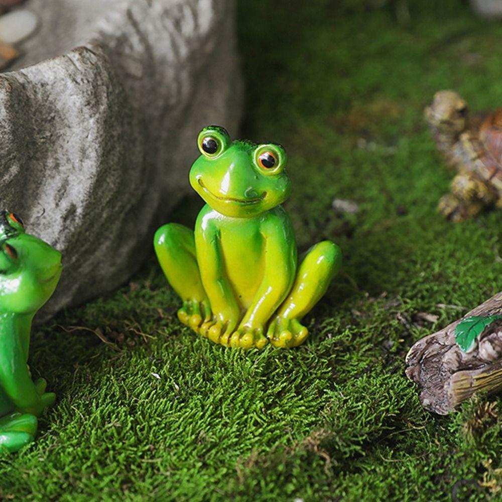 Mini Garden Frog Ornament Resin Micro Landscape Decoration Animal Statue Frog Figurines Patio