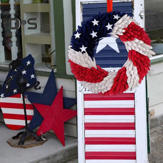 Венок ко Дню независимости США, патриотический, красный, белый, синий, венок с флагом США, настенная гирлянда для входной двери, украшение на праздник 4 июля