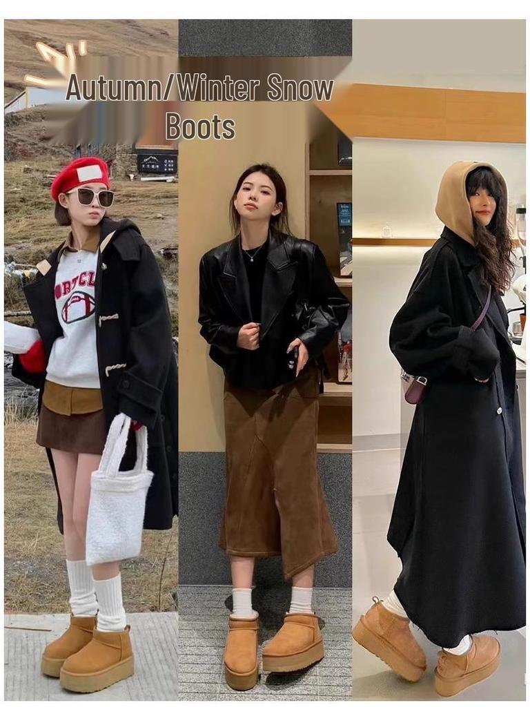 Sangpo 2025 Унисекс Зимние Снежные Ботинки: Теплая кожа и мех, плюшевая подкладка, утолщенный хлопок для мужчин и женщин
