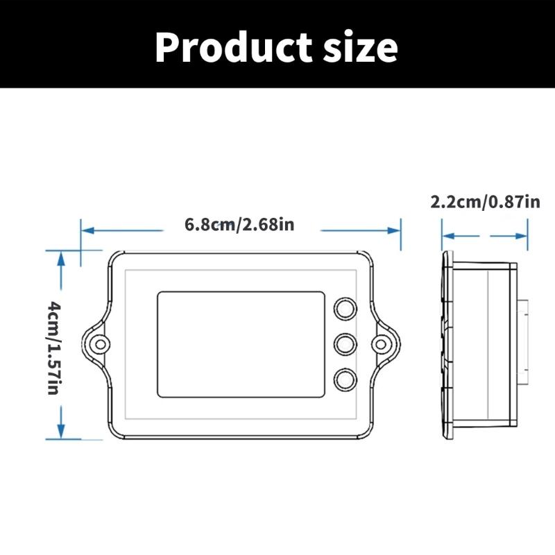 Single Screen Battery Coulomb Meter 8V to 120V Precise Amp Meter for Efficient Charging Management